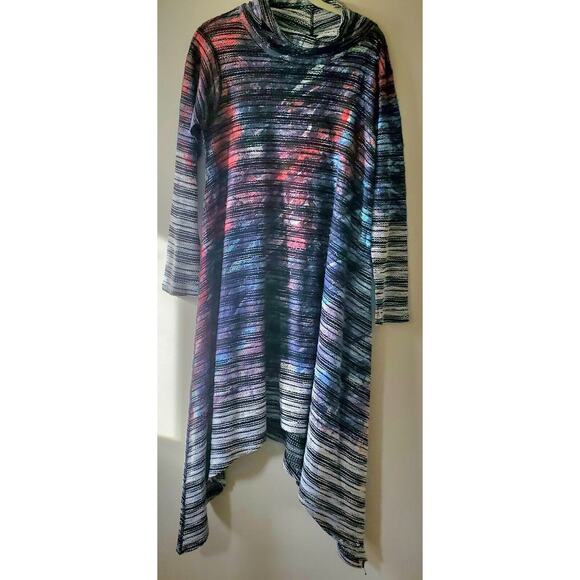 Inoah Size Small Asymmetrical Artsy Watercolor Stretch Long Tunic Top Dress USA - Picture 1 of 11